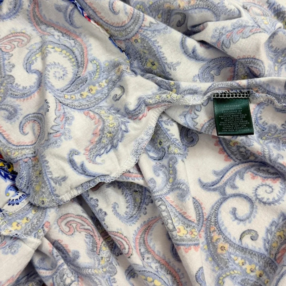 Lauren Ralph Lauren Womens S Paisley Cotton Night Dress Summer Boho Cover Up
